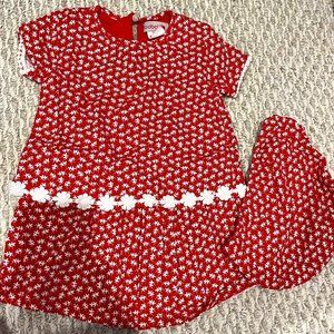 Boboli red and white flower dress size 2